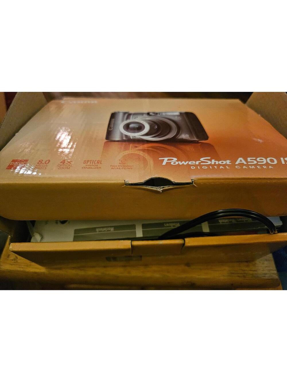 Canon PowerShot A5900 box, cords, paperwork, disc only. NO CAMERA